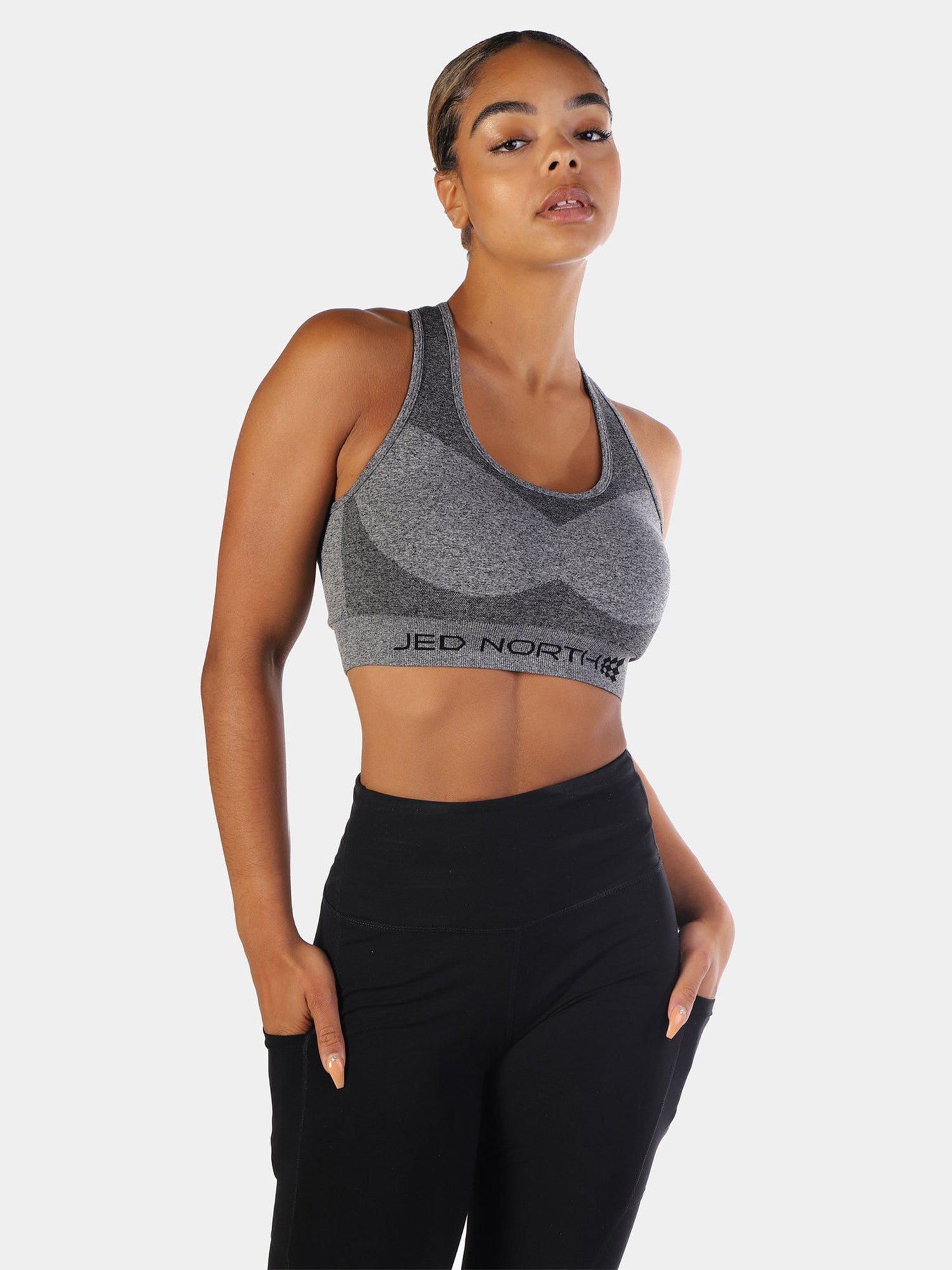 JED NORTH SUPPLE SEAMLESS SPORTS BRA - GRAY | VAAMSPORT