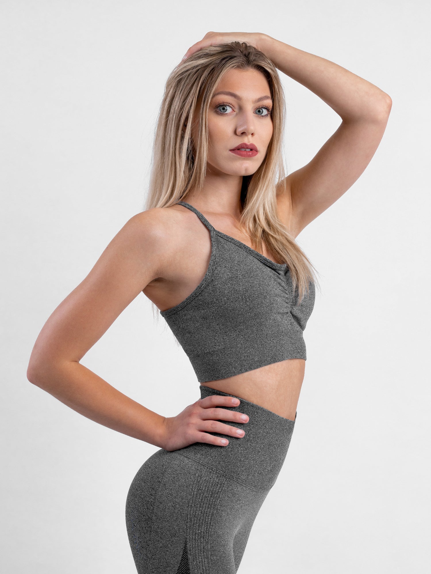 VAAM LMNTS SEAMLESS SCRUNCH BRA - GREY MARLE | VAAMSPORT