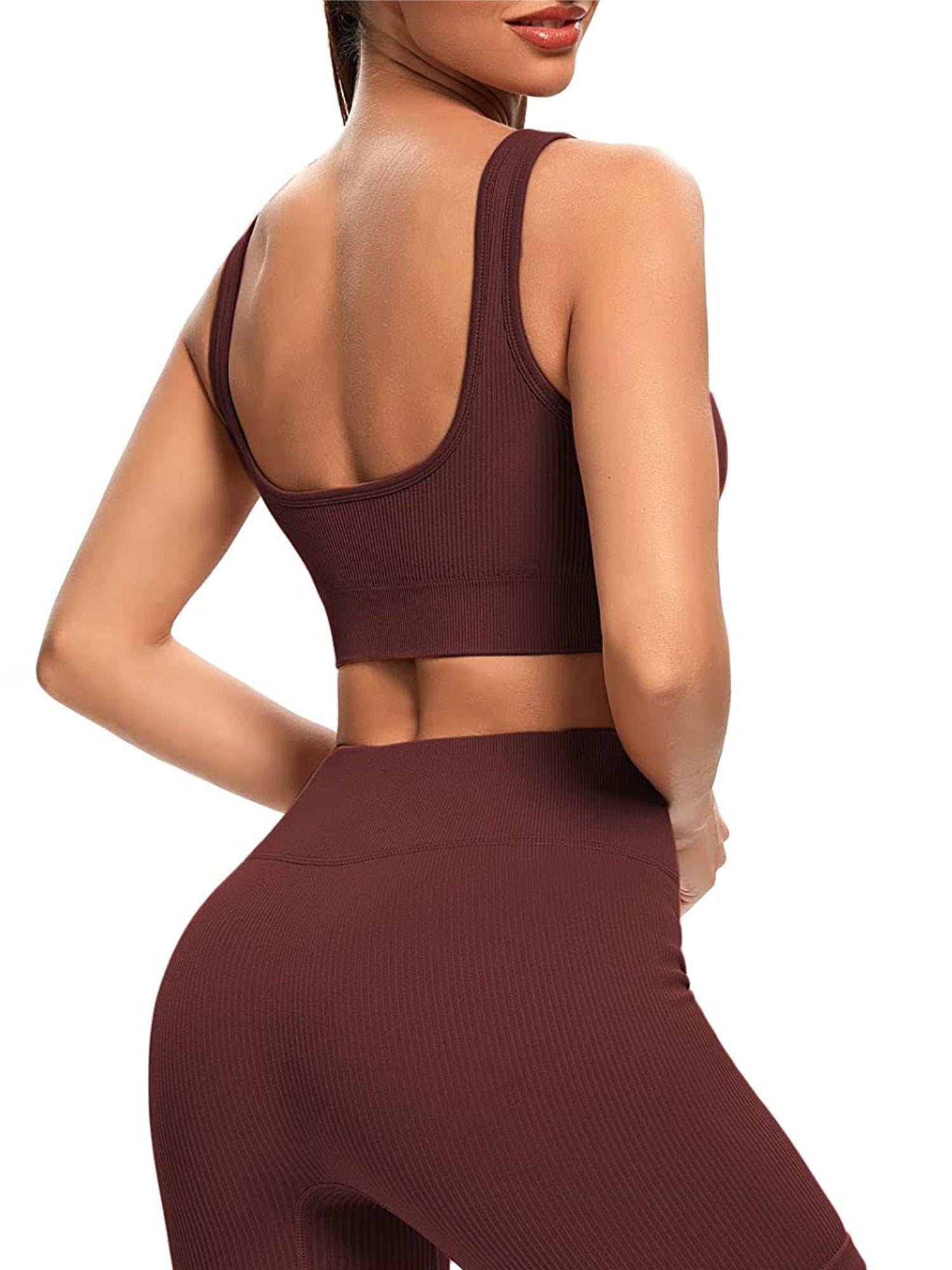 VAAM LMNTS RIBBED SEAMLESS BRA - BROWN | VAAMSPORT