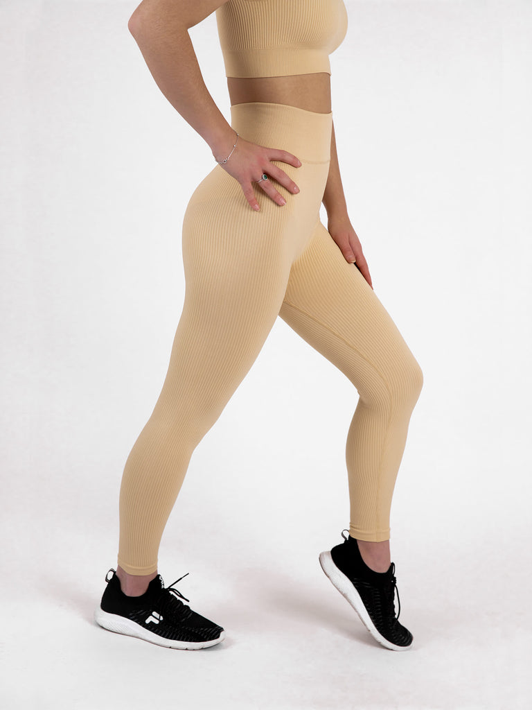 VAAM LMNTS RIBBED SEAMLESS LEGGINGS - SAND | VAAM SPORT