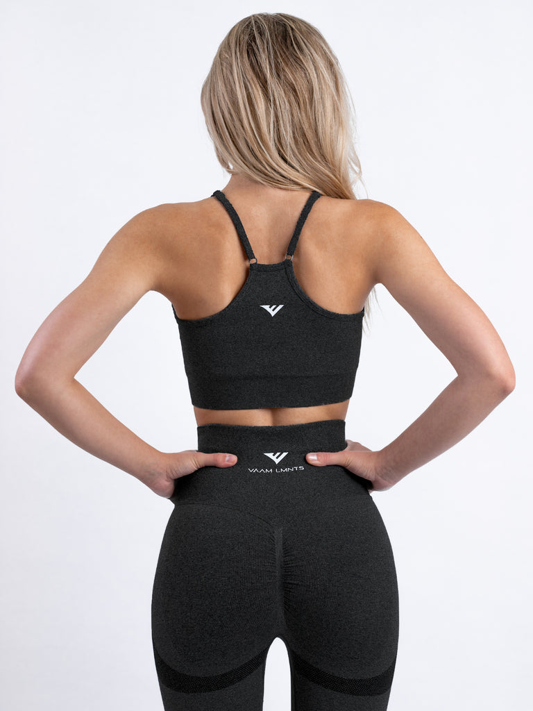 VAAM LMNTS SCRUNCH SEAMLESS BRA - BLACK MARLE | VAAM SPORT